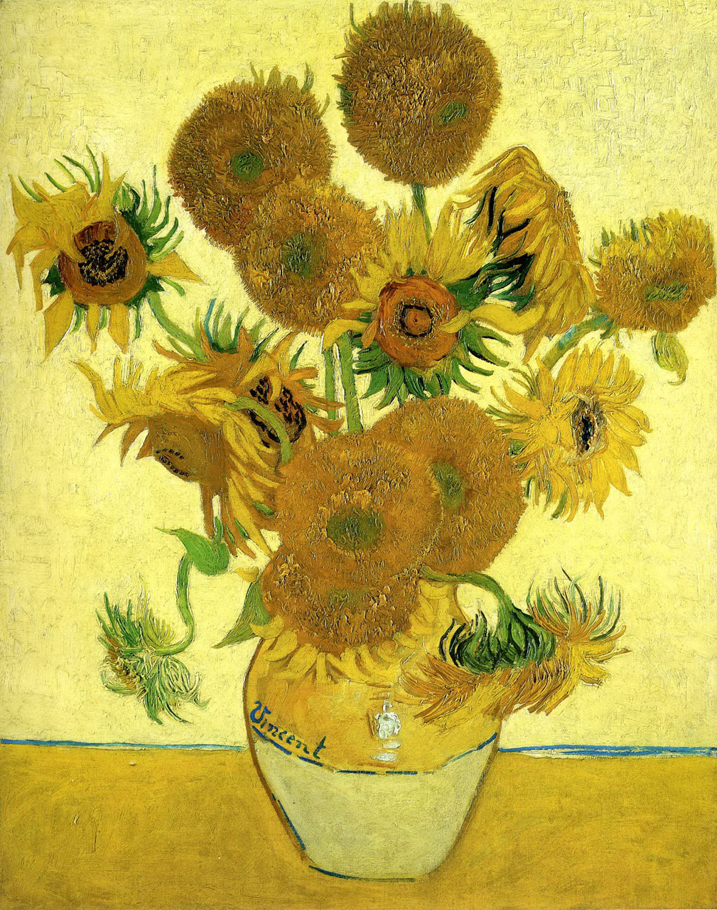 Stillleben Vase mit fünfzehn Sonnenblumen Vincent van Gogh Ölgemälde